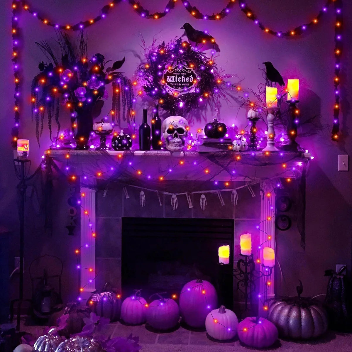 Purple & Orange Halloween LED String Lights