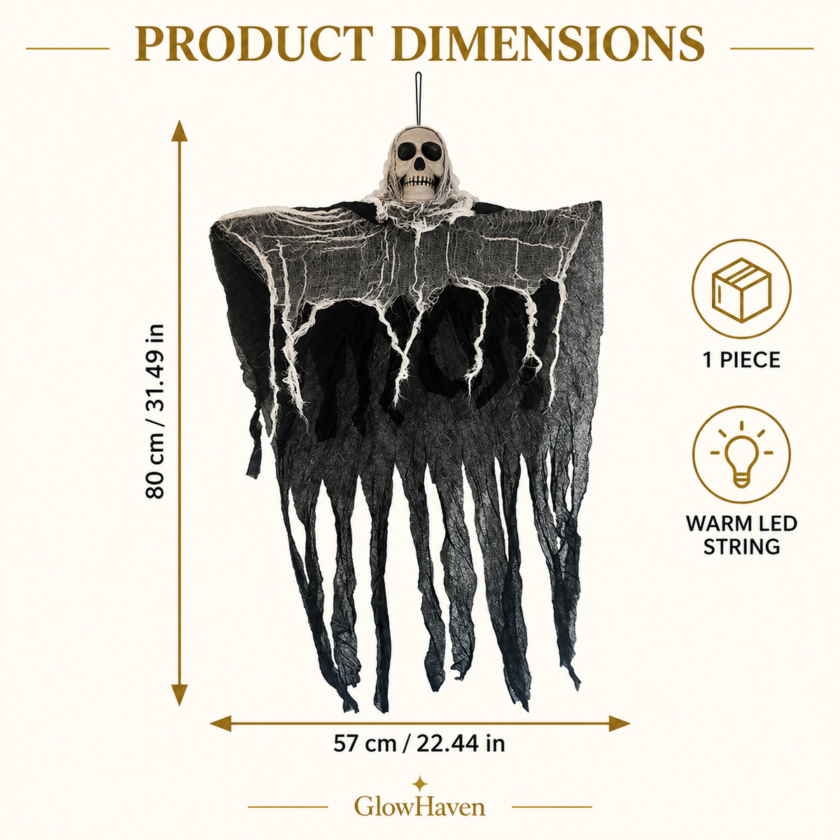 Halloween skeleton ghost dimensions 57 by 80 centimetres