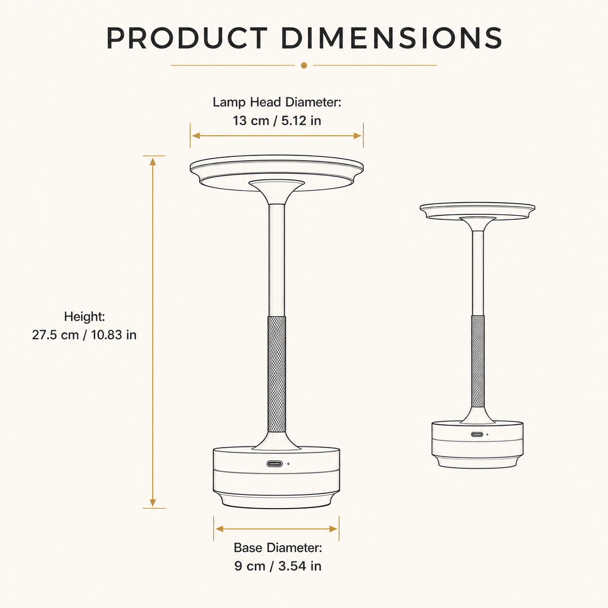 Rechargeable Touch Table Lamp with 3-Colour Dimmable LED