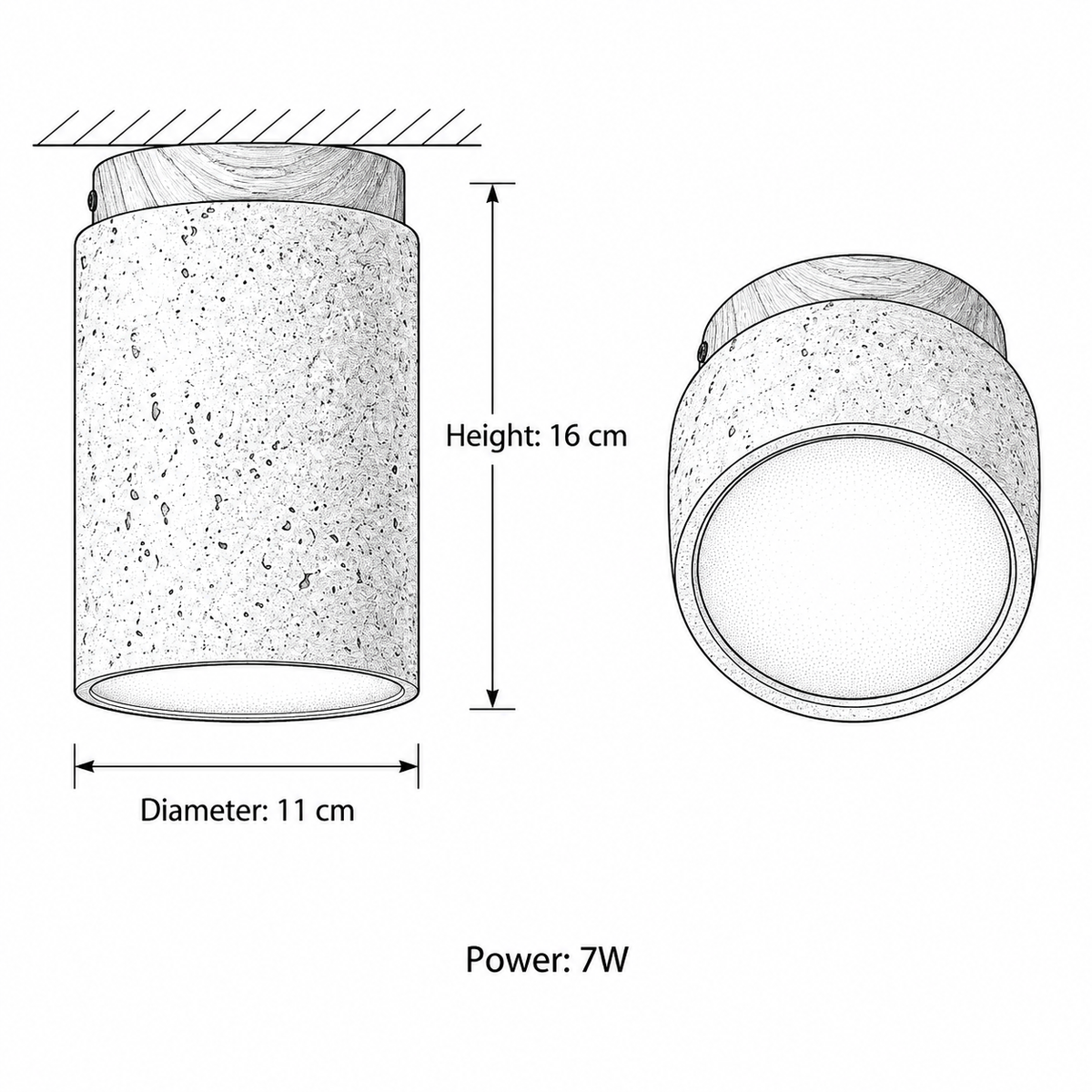 Stone and wood ceiling light dimensions in centimetres