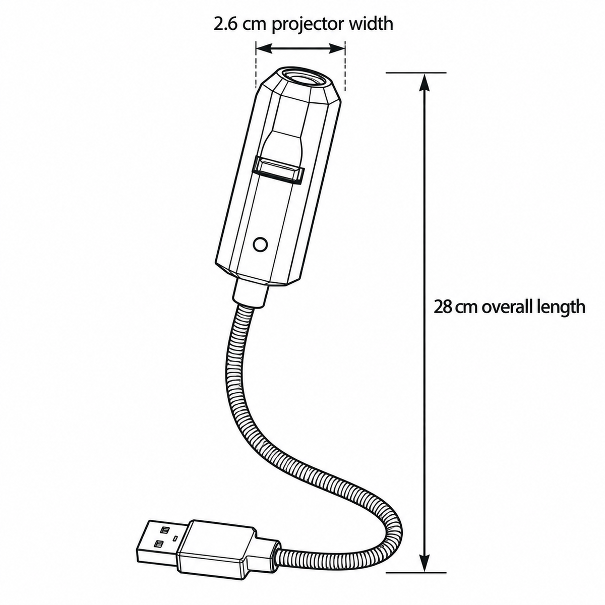 USB Halloween projection lamp dimensions in centimetres