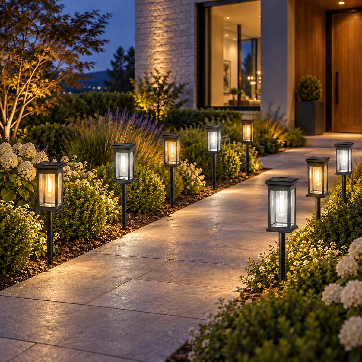 Solar lantern pathway lights, Dual Color, Set of 10