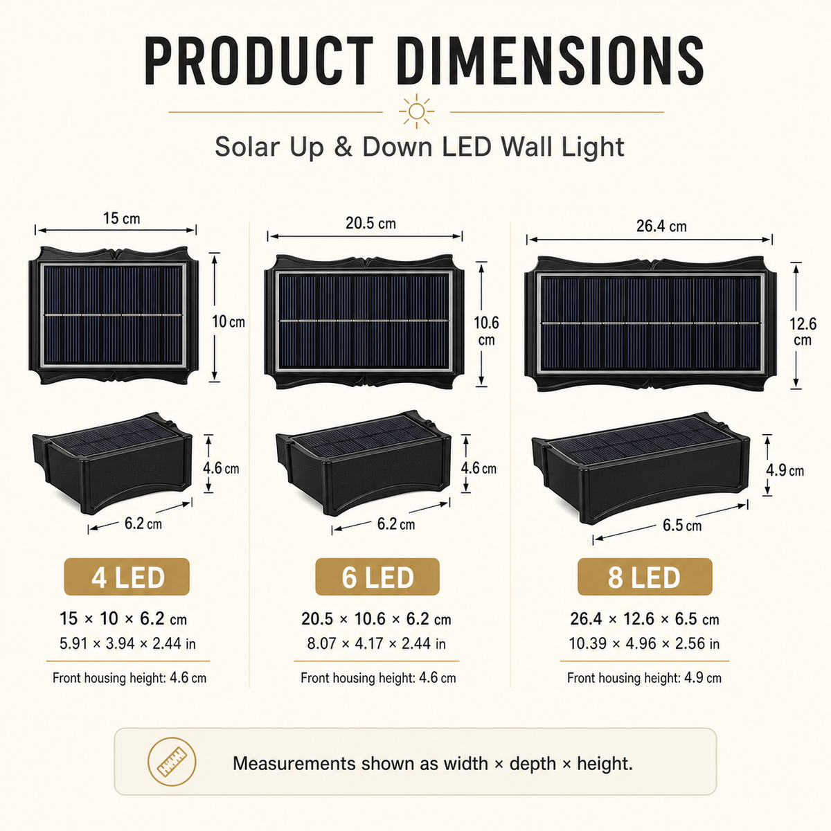 Solar Up-and-Down Wall Light — Warm White or RGB