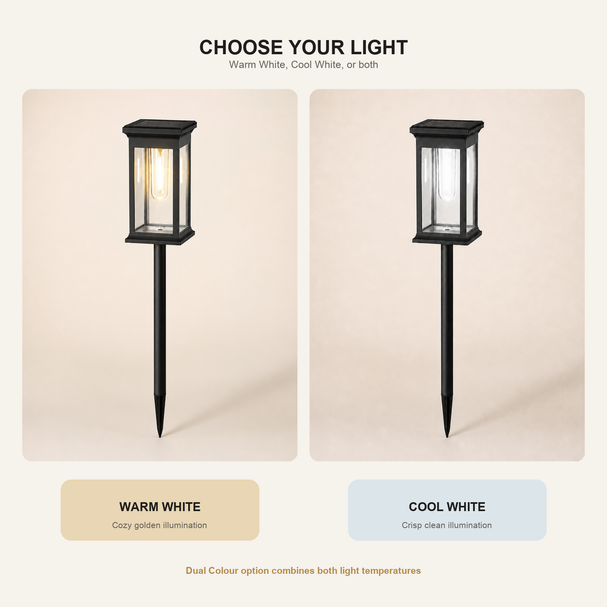 Solar Lantern Pathway Lights – Warm, Cool or Dual White