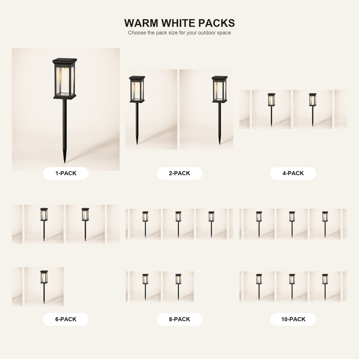 Solar Lantern Pathway Lights – Warm, Cool or Dual White