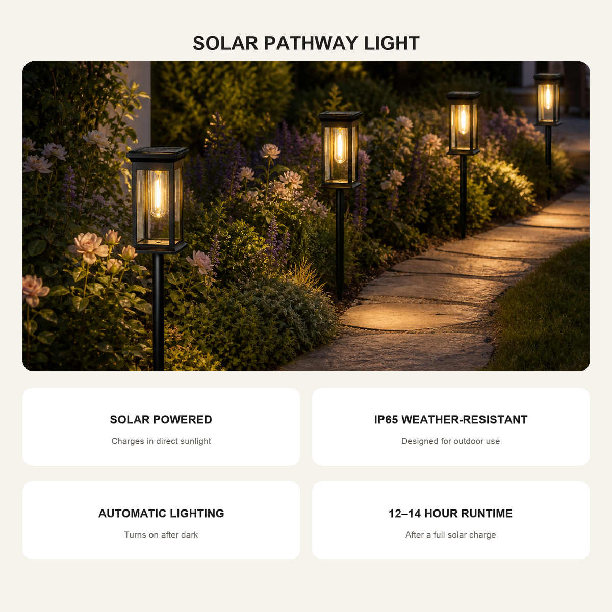 Solar Lantern Pathway Lights – Warm, Cool or Dual White