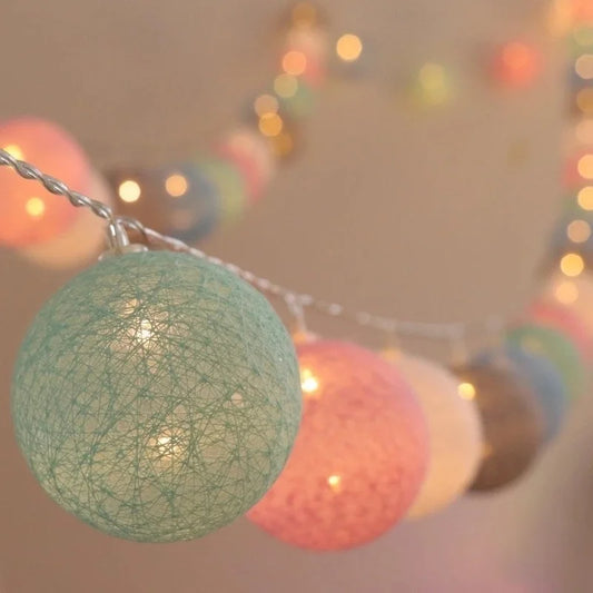 Cotton Ball LED String Lights – USB or Battery Powered
