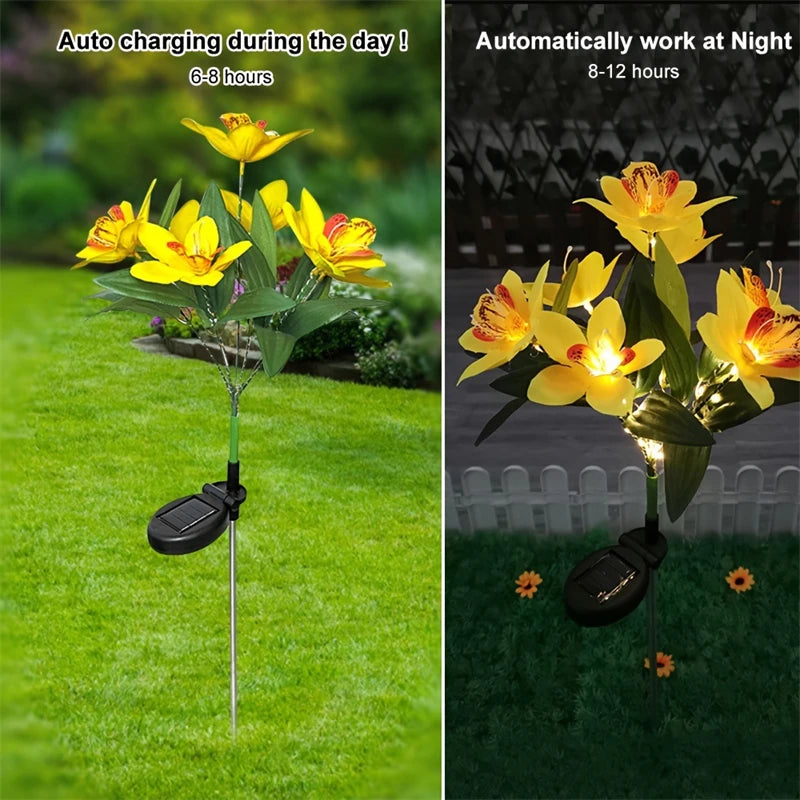 7-Head Solar Orchid Flower Garden Light
