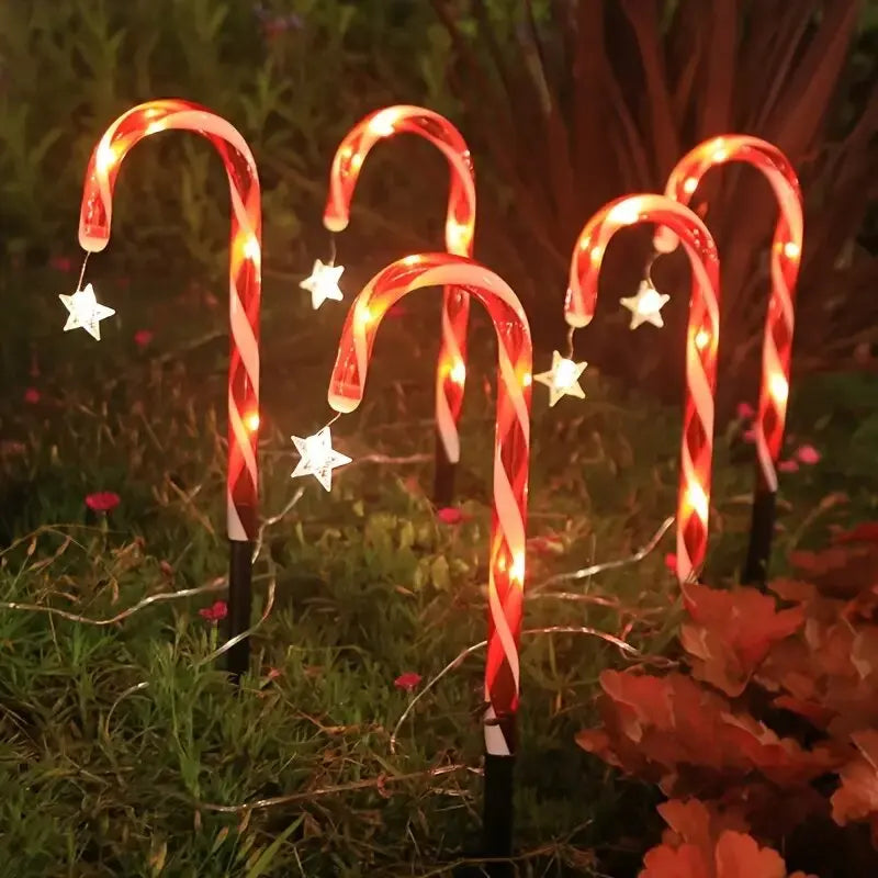 Solar Candy Cane Pathway Lights — Set of 5 or 8