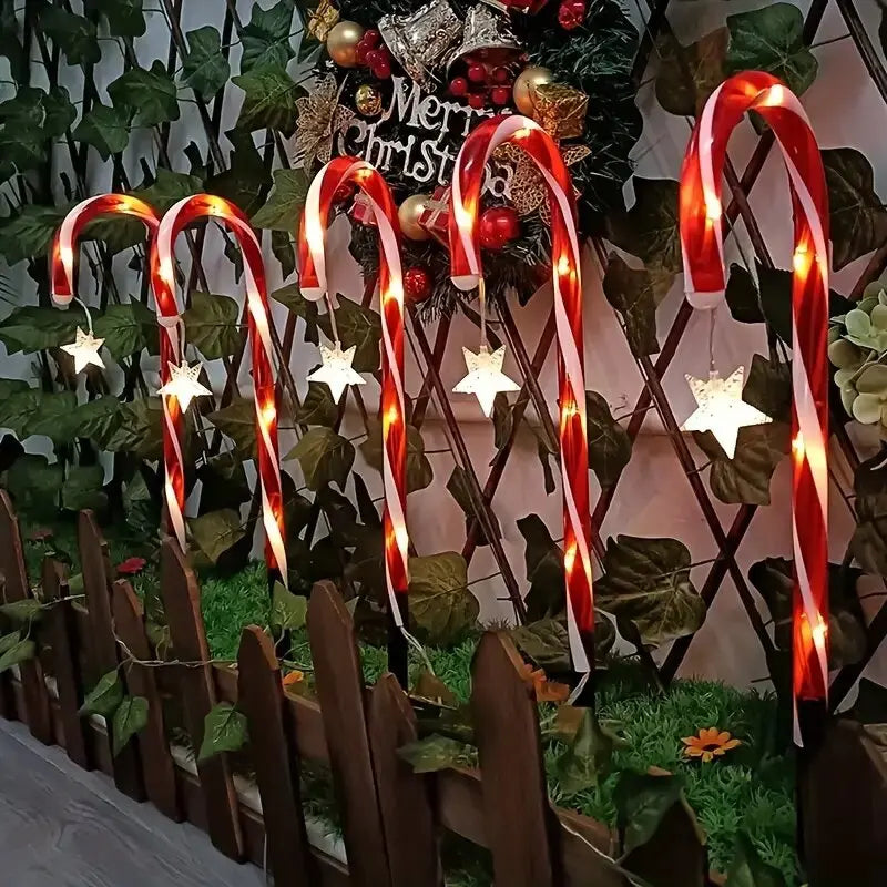 Solar Candy Cane Pathway Lights — Set of 5 or 8