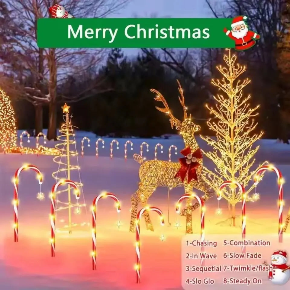 Solar Candy Cane Pathway Lights — Set of 5 or 8