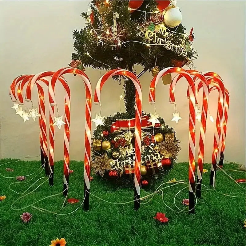 Solar Candy Cane Pathway Lights — Set of 5 or 8
