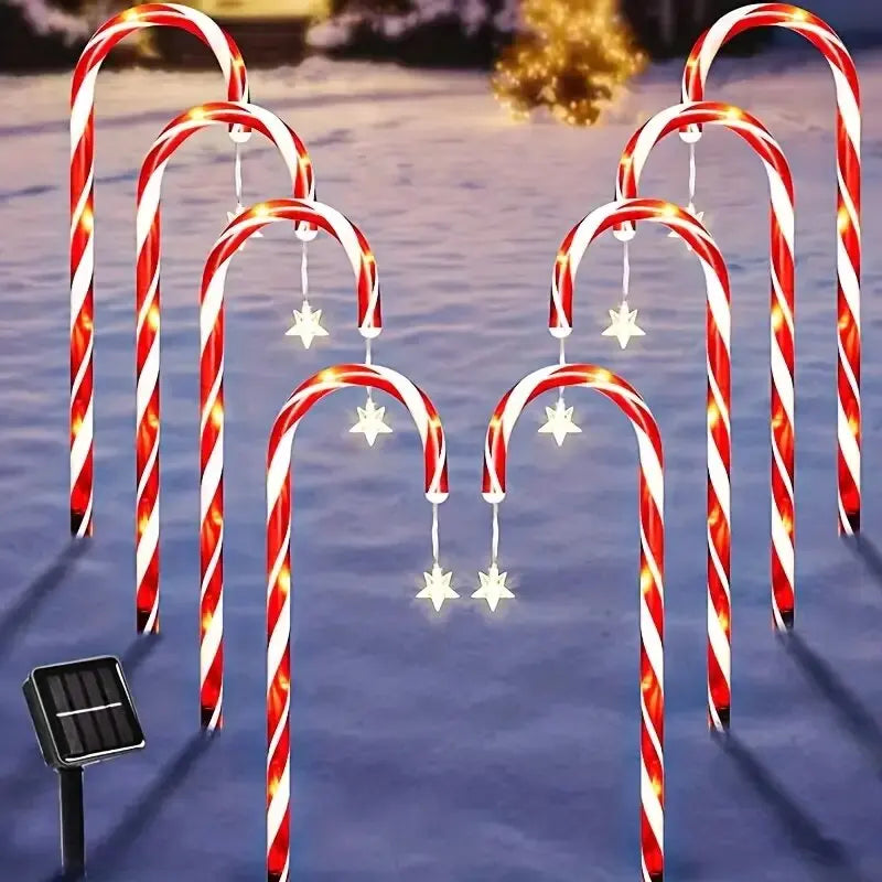 Solar Candy Cane Pathway Lights — Set of 5 or 8