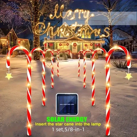 Solar Candy Cane Pathway Lights — Set of 5 or 8