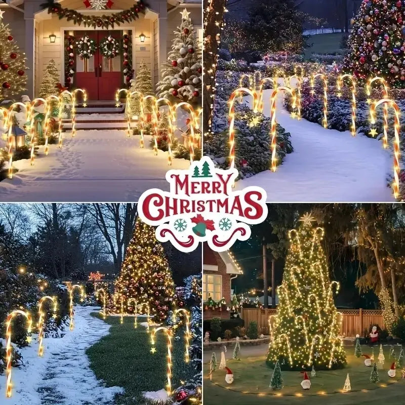 Solar Candy Cane Pathway Lights — Set of 5 or 8