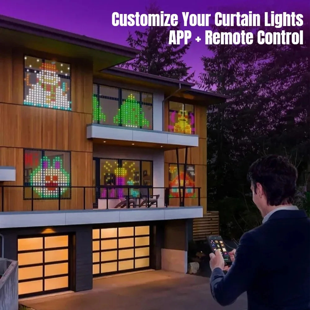 Smart LED Christmas Curtain Lights with App and Remote Control