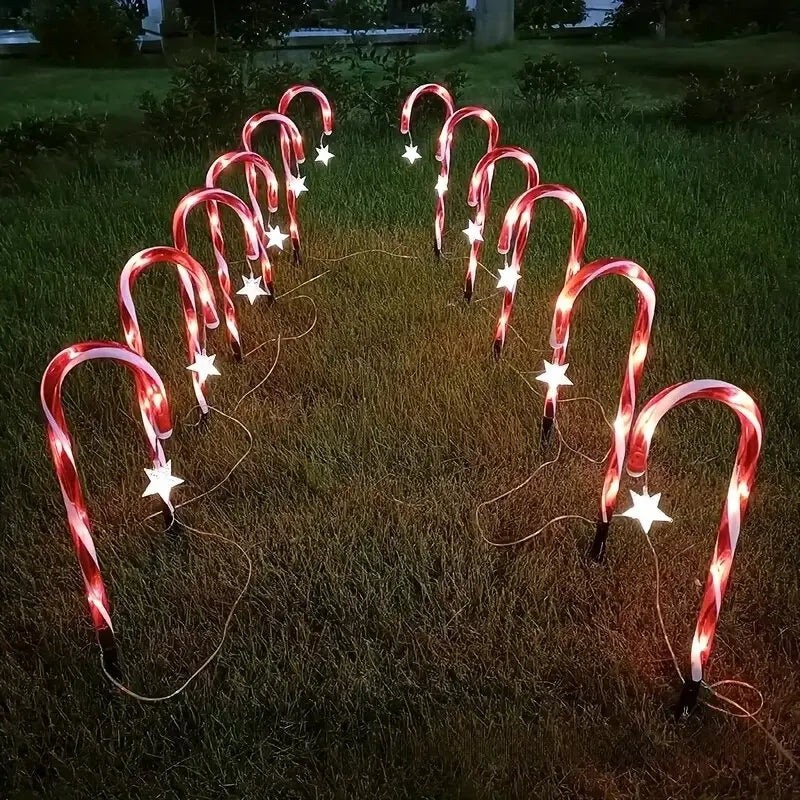 Solar Candy Cane Pathway Lights — Set of 5 or 8