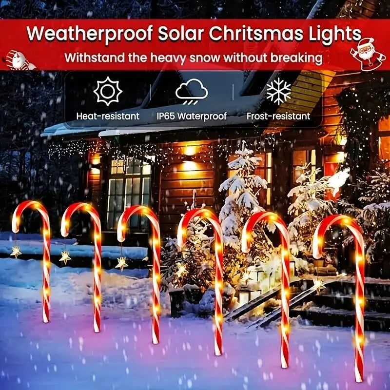 Solar Candy Cane Pathway Lights — Set of 5 or 8