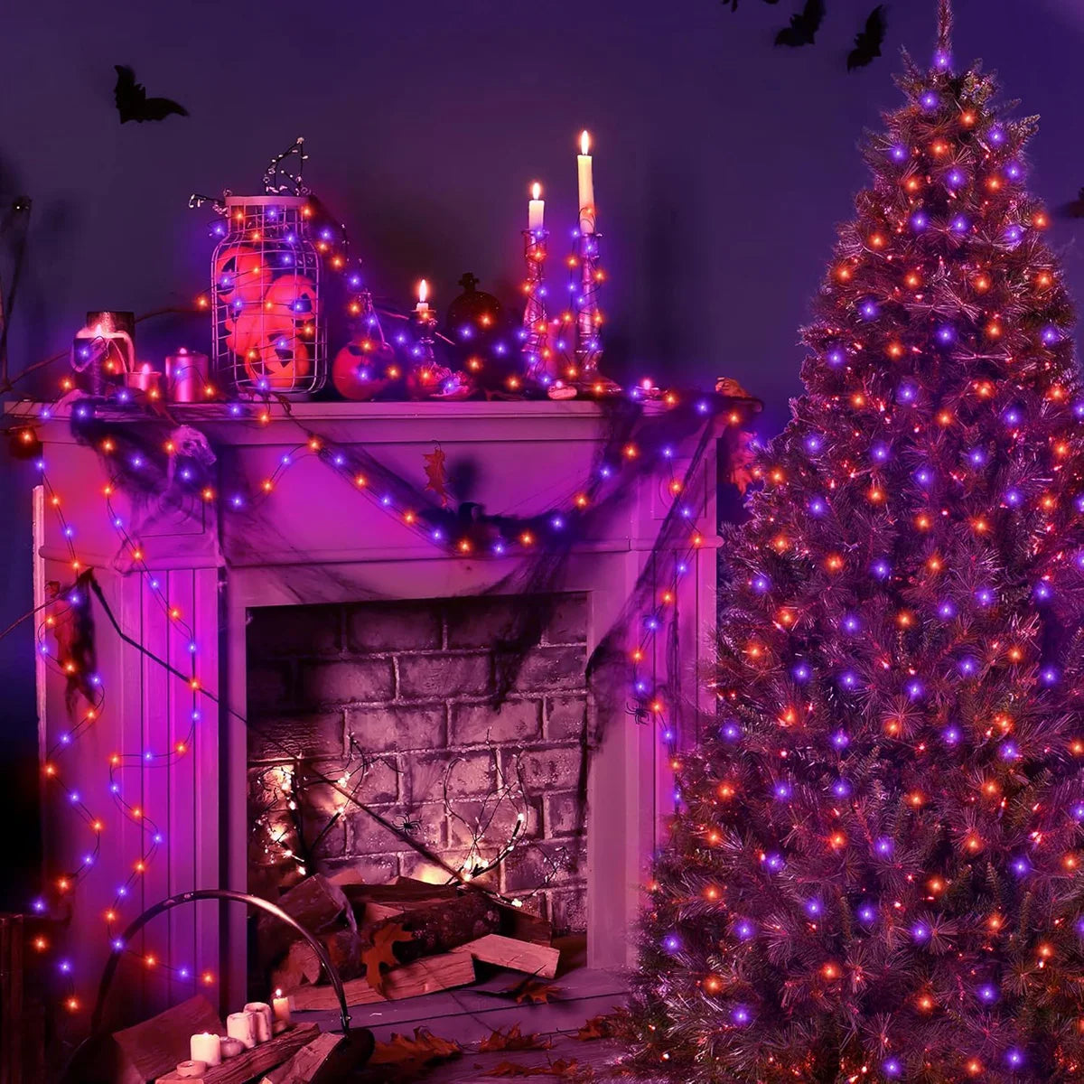 Purple & Orange Halloween LED String Lights