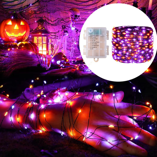 Purple & Orange Halloween LED String Lights
