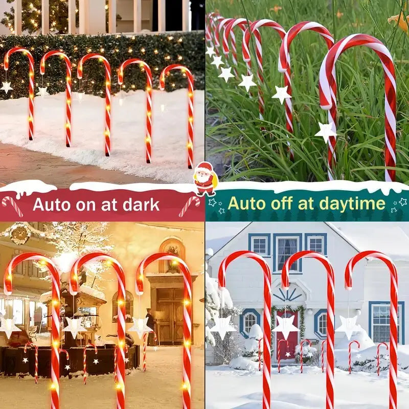 Solar Candy Cane Pathway Lights — Set of 5 or 8