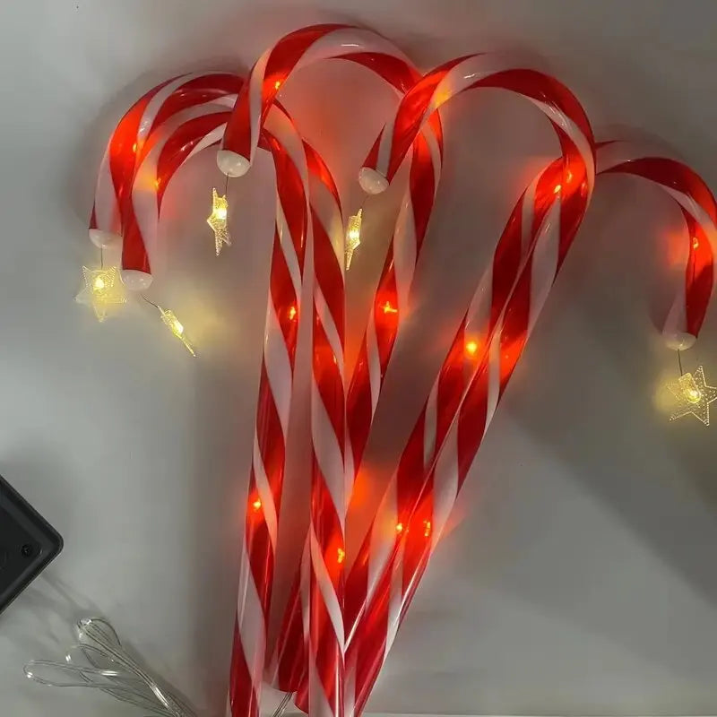Solar Candy Cane Pathway Lights — Set of 5 or 8