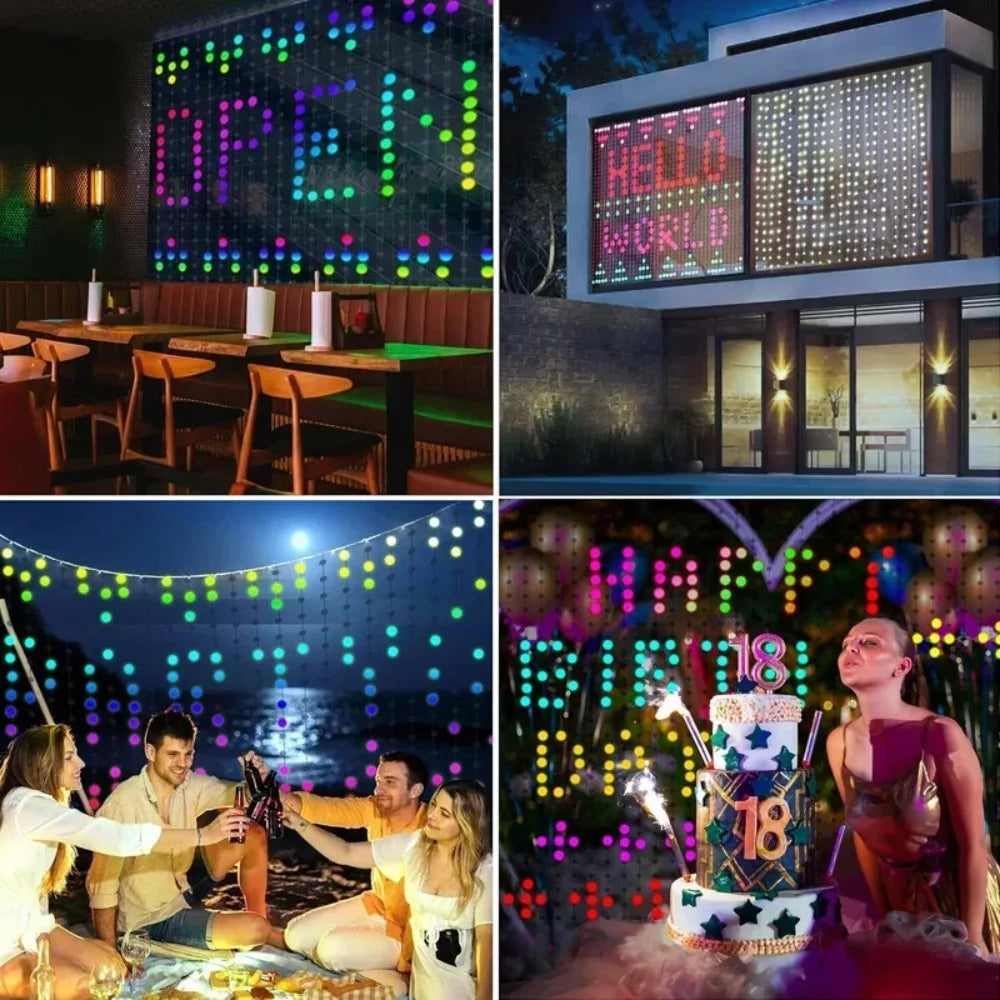 Smart LED Christmas Curtain Lights with App and Remote Control