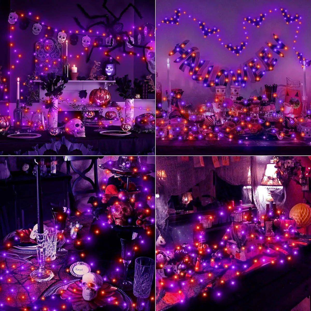 Purple & Orange Halloween LED String Lights