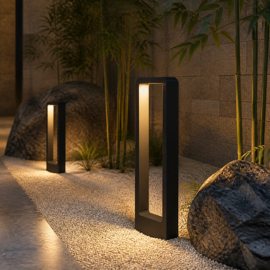 60 cm Sand Black LED Garden Bollard Light