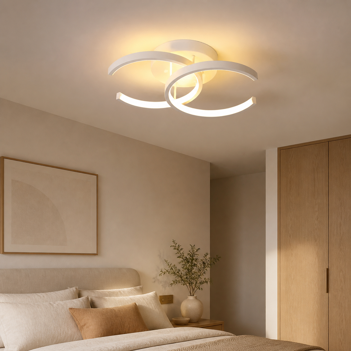 Modern Geometric LED Ceiling Light — 3-Colour Flush Mount
