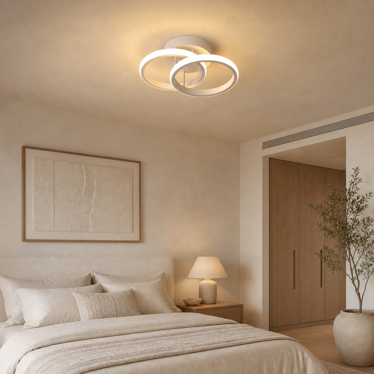 Modern Geometric LED Ceiling Light — 3-Colour Flush Mount