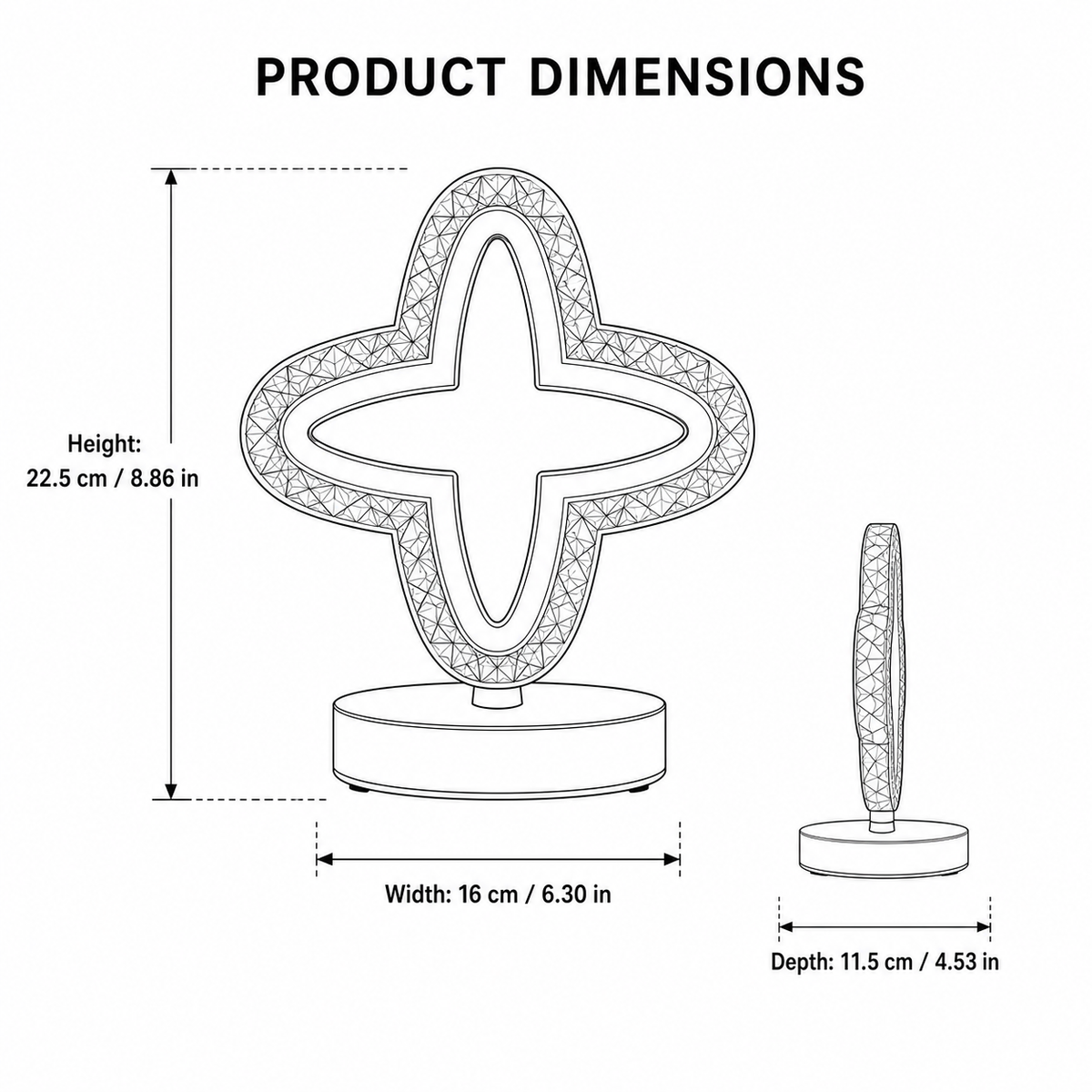 Illuminated Crystal Cross Table Lamp — Tri-Colour Rechargeable LED