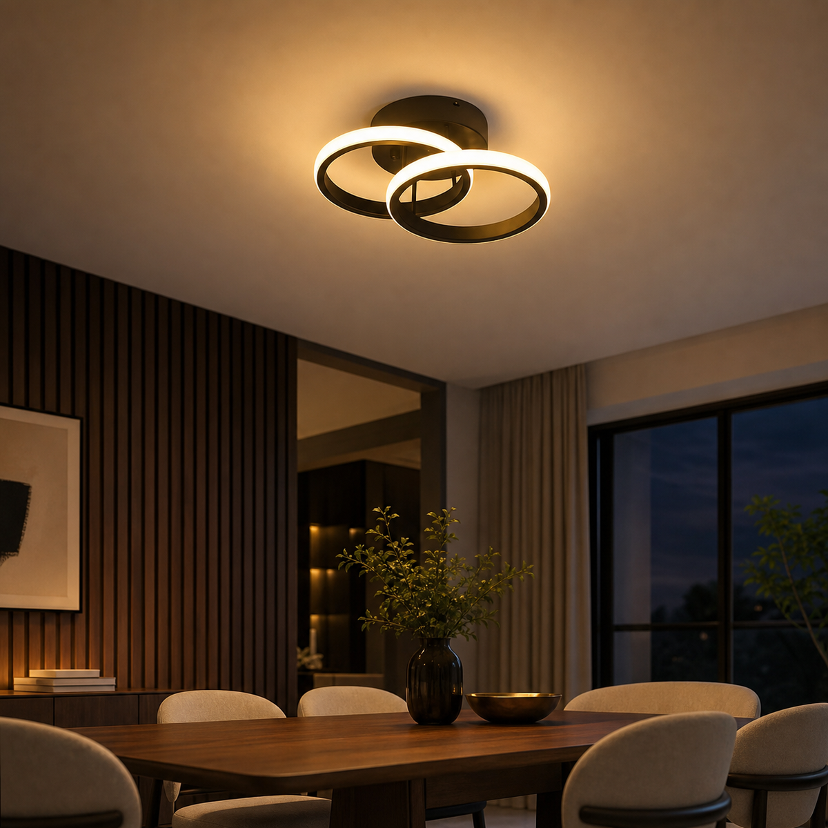 Modern Geometric LED Ceiling Light — 3-Colour Flush Mount