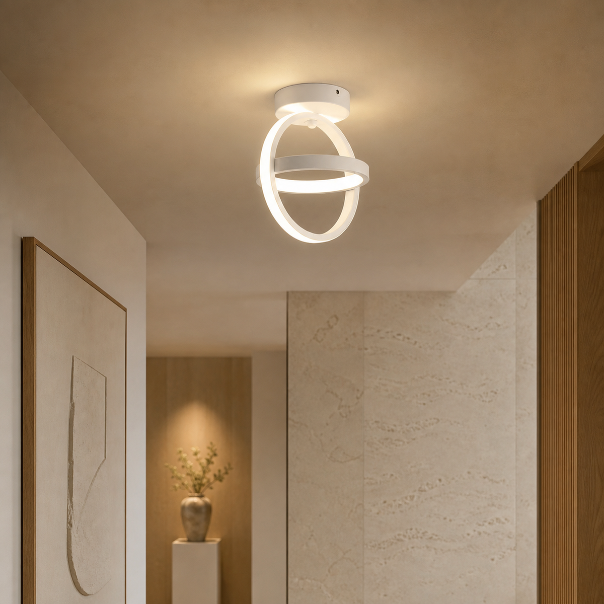 Modern Geometric LED Ceiling Light — 3-Colour Flush Mount