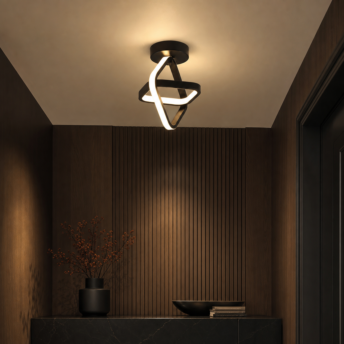 Modern Geometric LED Ceiling Light — 3-Colour Flush Mount