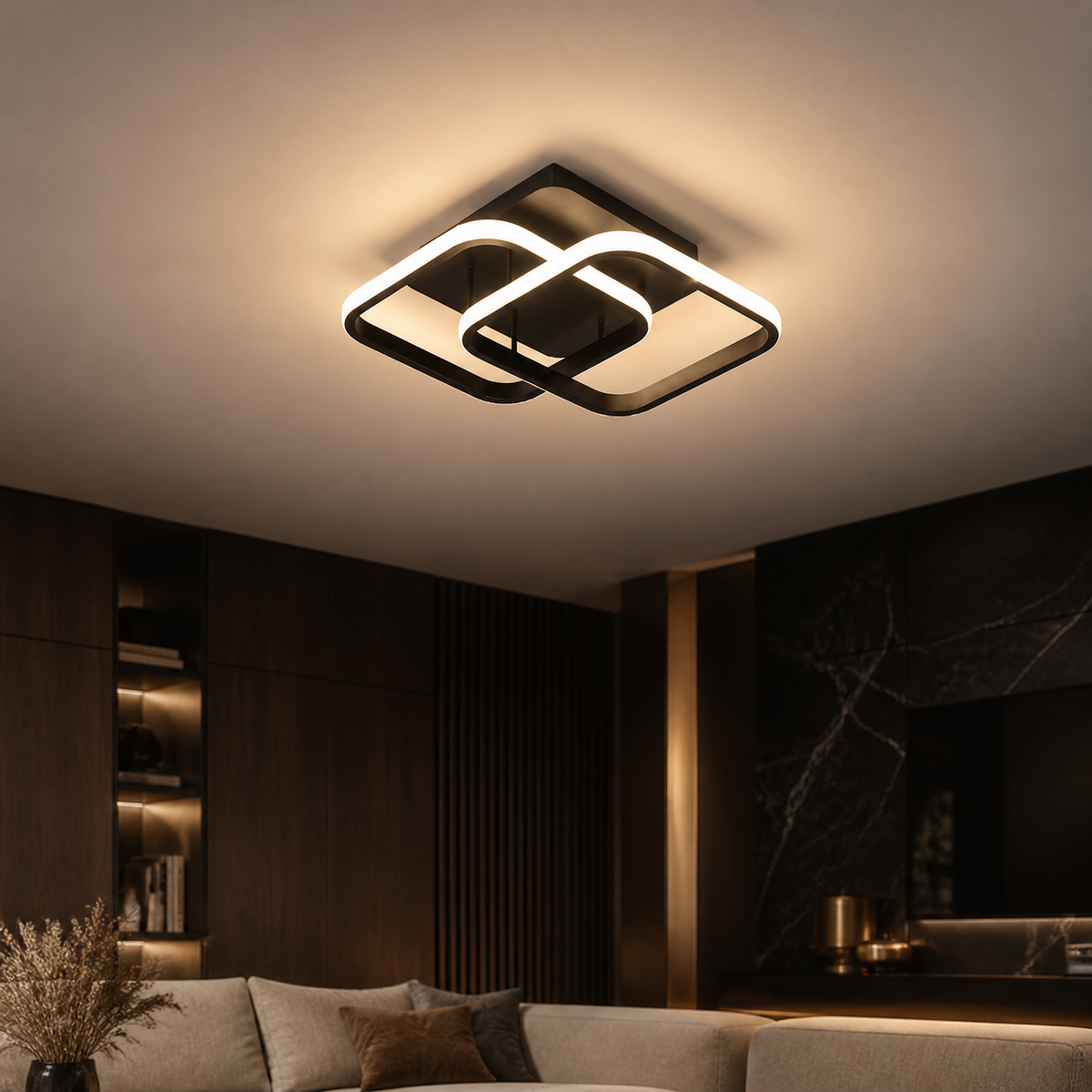 Modern Geometric LED Ceiling Light — 3-Colour Flush Mount
