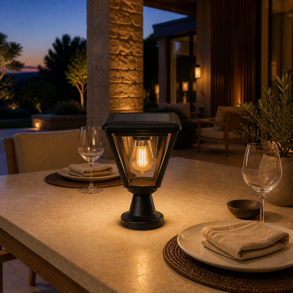 Solar Outdoor Lantern with Motion-Responsive LED