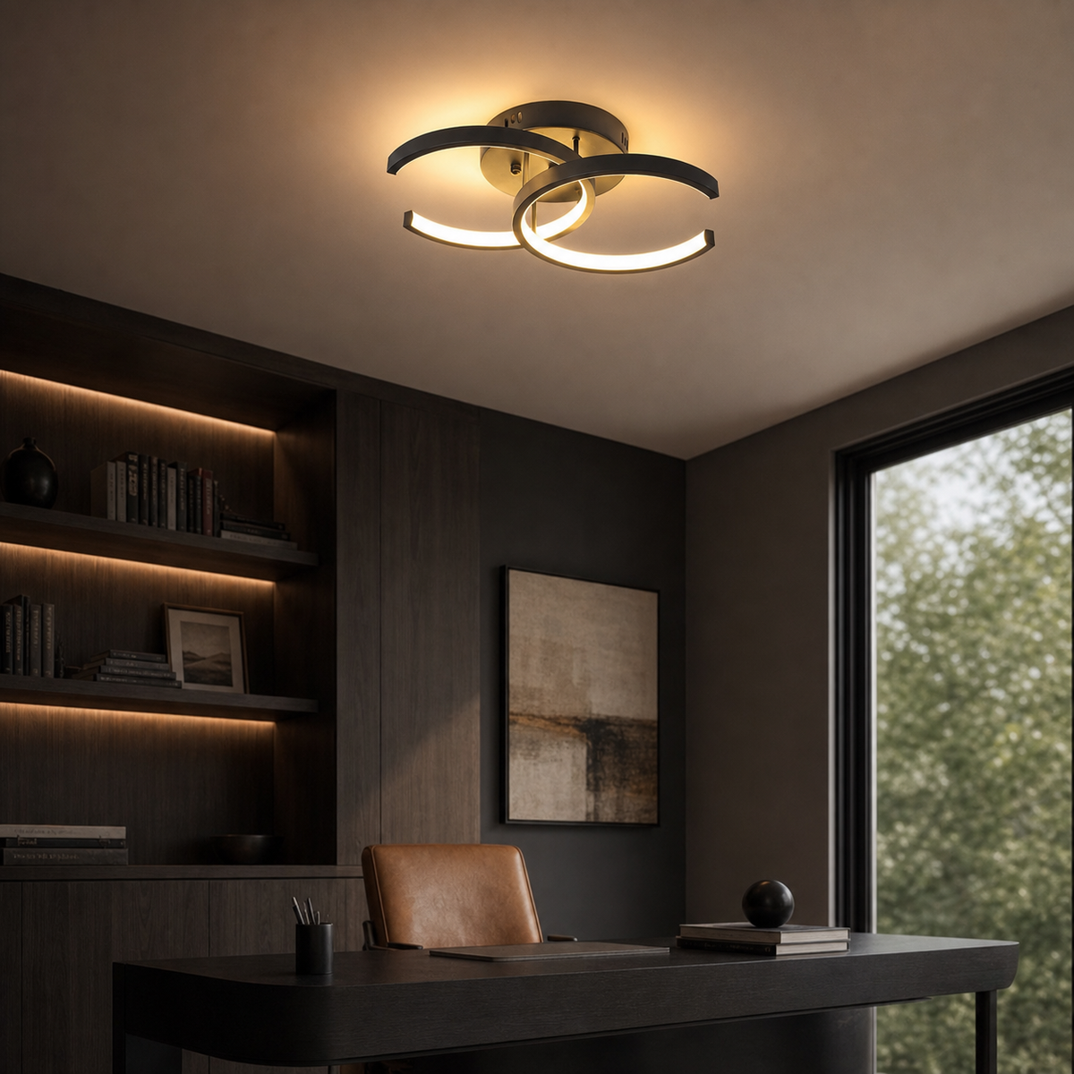Modern Geometric LED Ceiling Light — 3-Colour Flush Mount