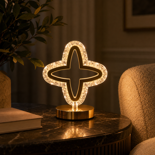 Illuminated Crystal Cross Table Lamp — Tri-Colour Rechargeable LED