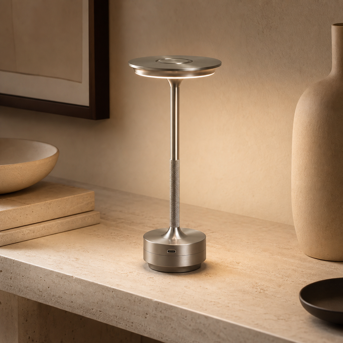 Rechargeable Touch Table Lamp with 3-Colour Dimmable LED