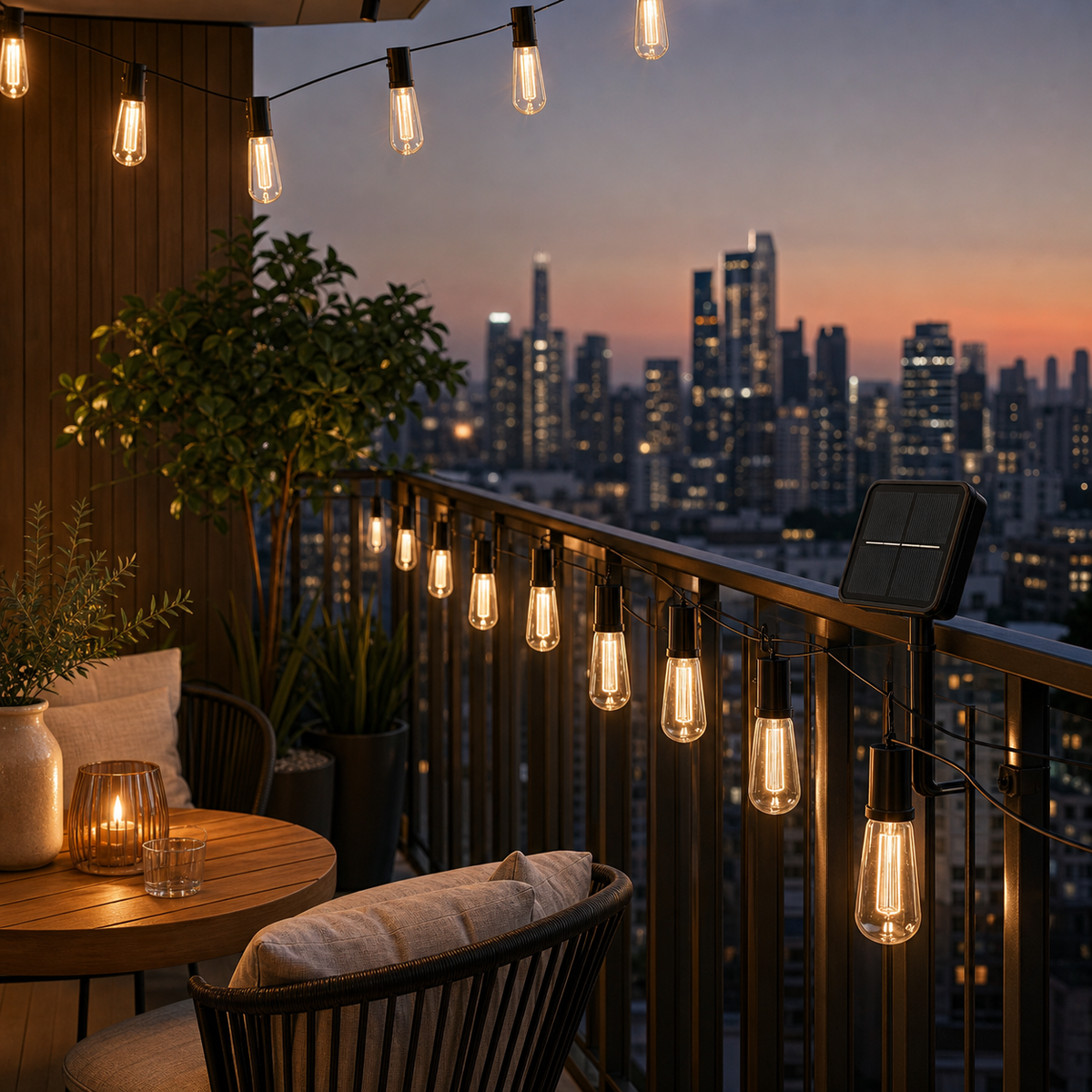 Solar Edison String Lights – Warm White Outdoor Patio Lights