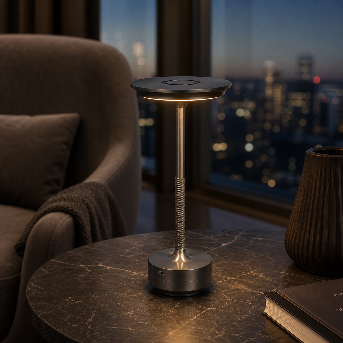 Rechargeable Touch Table Lamp with 3-Colour Dimmable LED