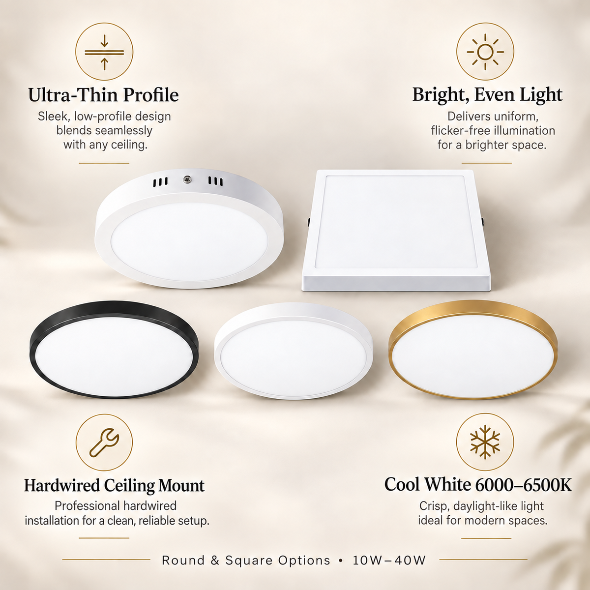 Ultra-thin LED panel ceiling light styles and key features