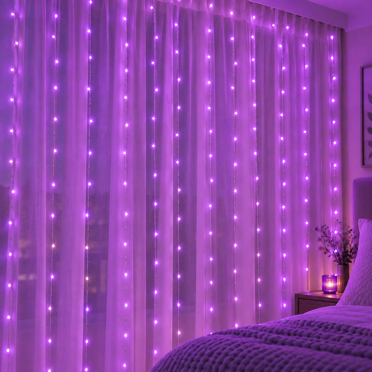 USB curtain lights in Purple