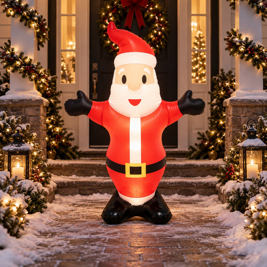 LED inflatable Santa Claus Christmas decoration in a festive luxury entryway