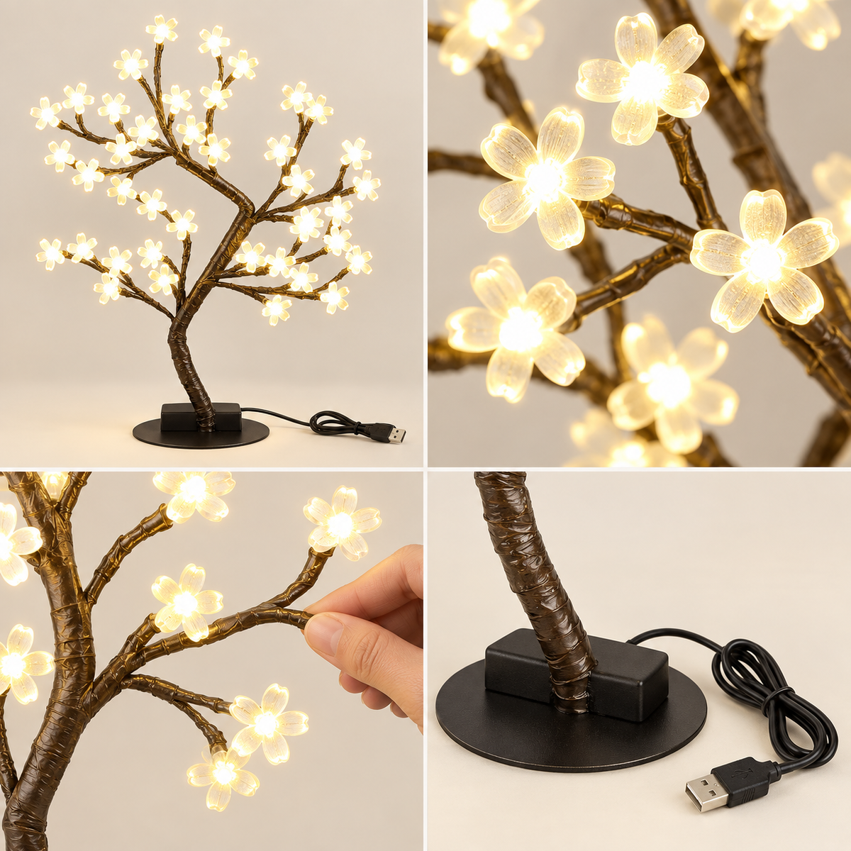 LED cherry blossom tree light feature collage