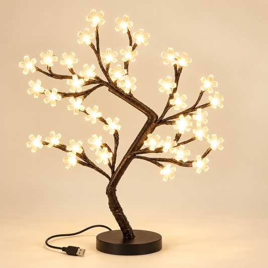 45 cm LED cherry blossom tree light on a clean background
