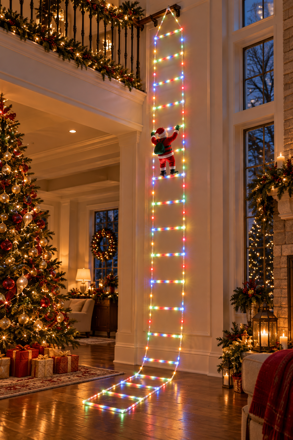Climbing Santa LED ladder — 3 m Multicolor luxury variant