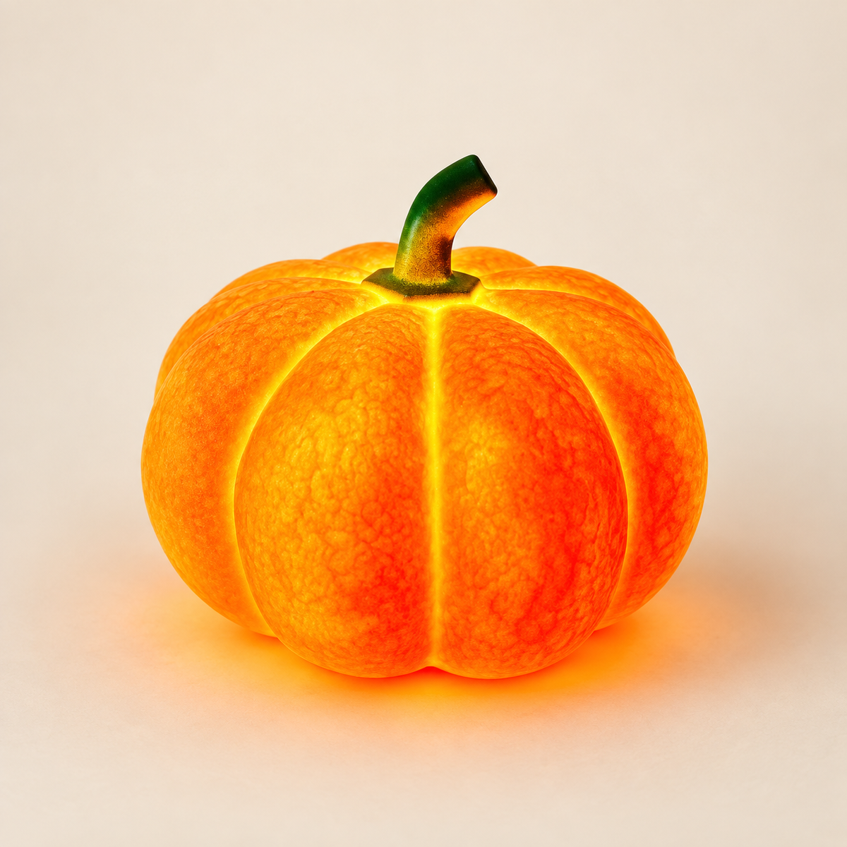Orange warm-white LED pumpkin night light on a clean neutral background