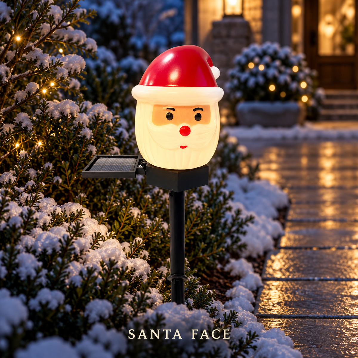 Santa Face solar Christmas garden stake light